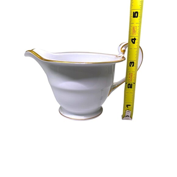 Noritake Patricia Small Creamer Pitcher 4982 White w/Gold Trim - Picture 8 of 9